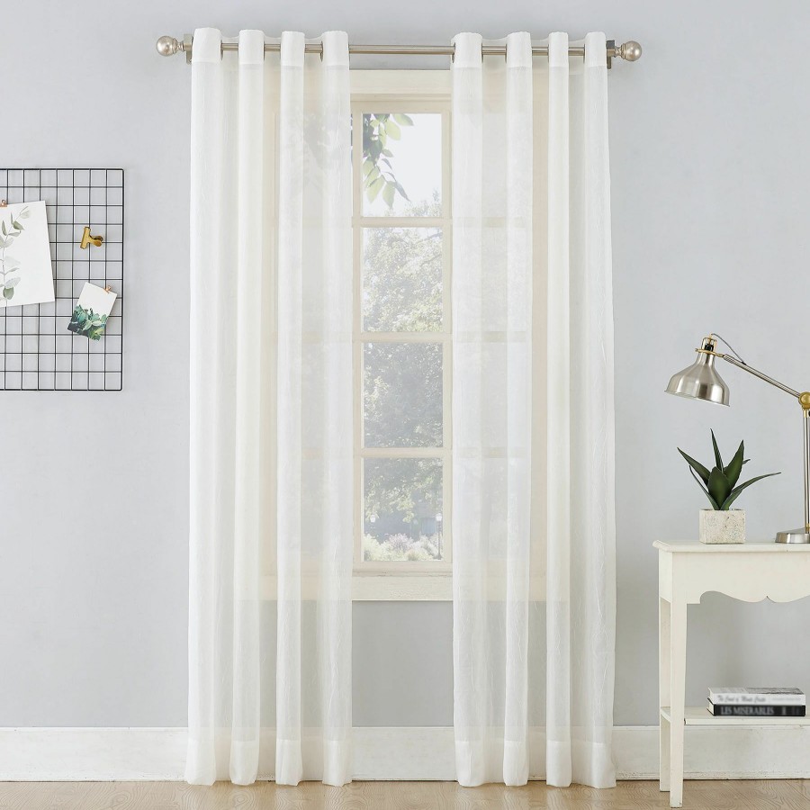 Rugs & Curtains * | Attractive Erica Eggshell Crushed Grommet Sheer Voile Curtain Panel, 84