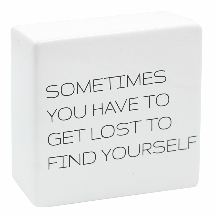 Home Accents * | Closeout Sale Find Yourself White Ceramic Block Sign, 6