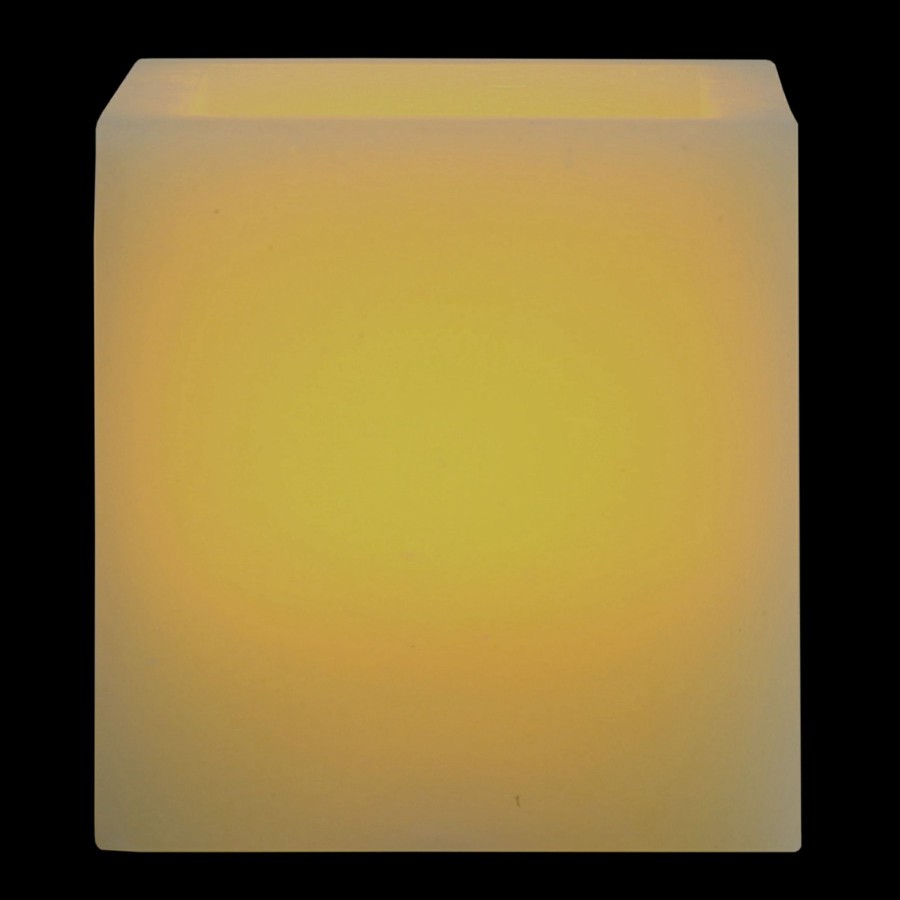 Candles & Home Fragrance * | Featured 3X3 Led Wax Candle In Square Design With 6 Hour Timer Ivory