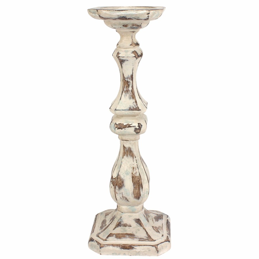 Home Accents * | Exquisite Gifts Distressed Brown Pillar Candle Holder, 14