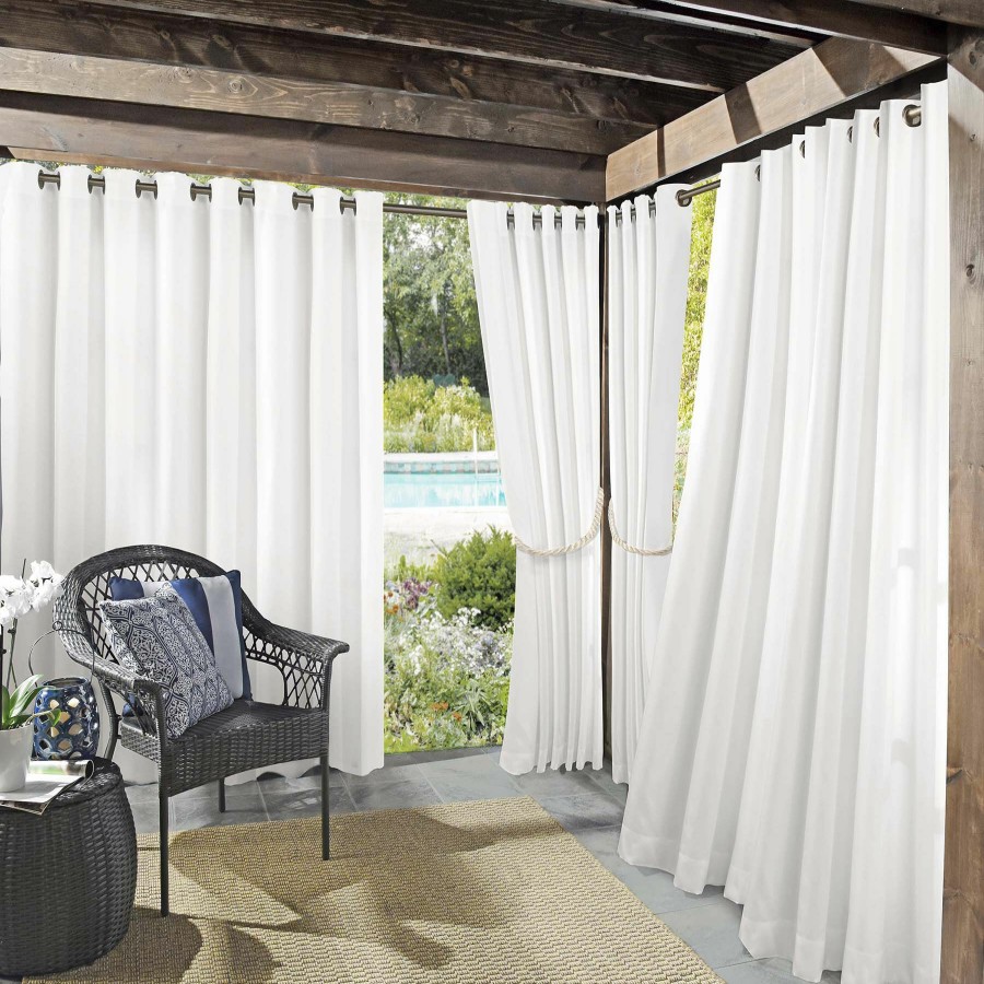 Rugs & Curtains * | Top Sellers Darian White Outdoor Light Filtering Curtain Panel, 95