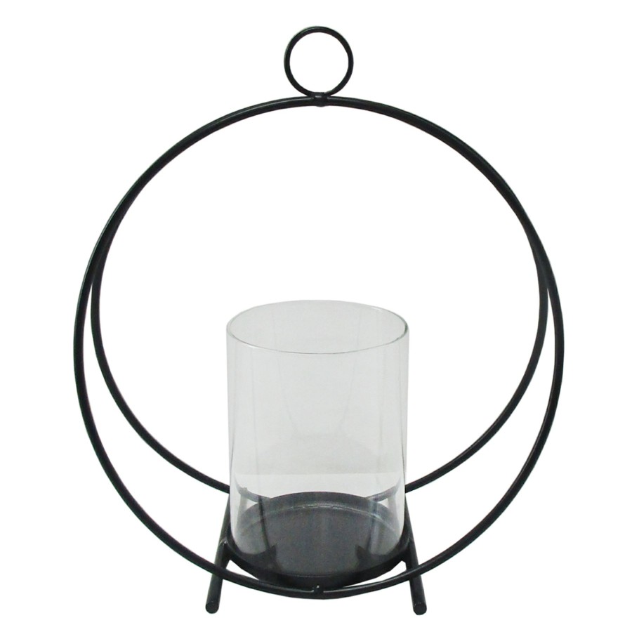 Home Accents * | Reliable Quality Iron & Glass Circle Candle Holder, 11