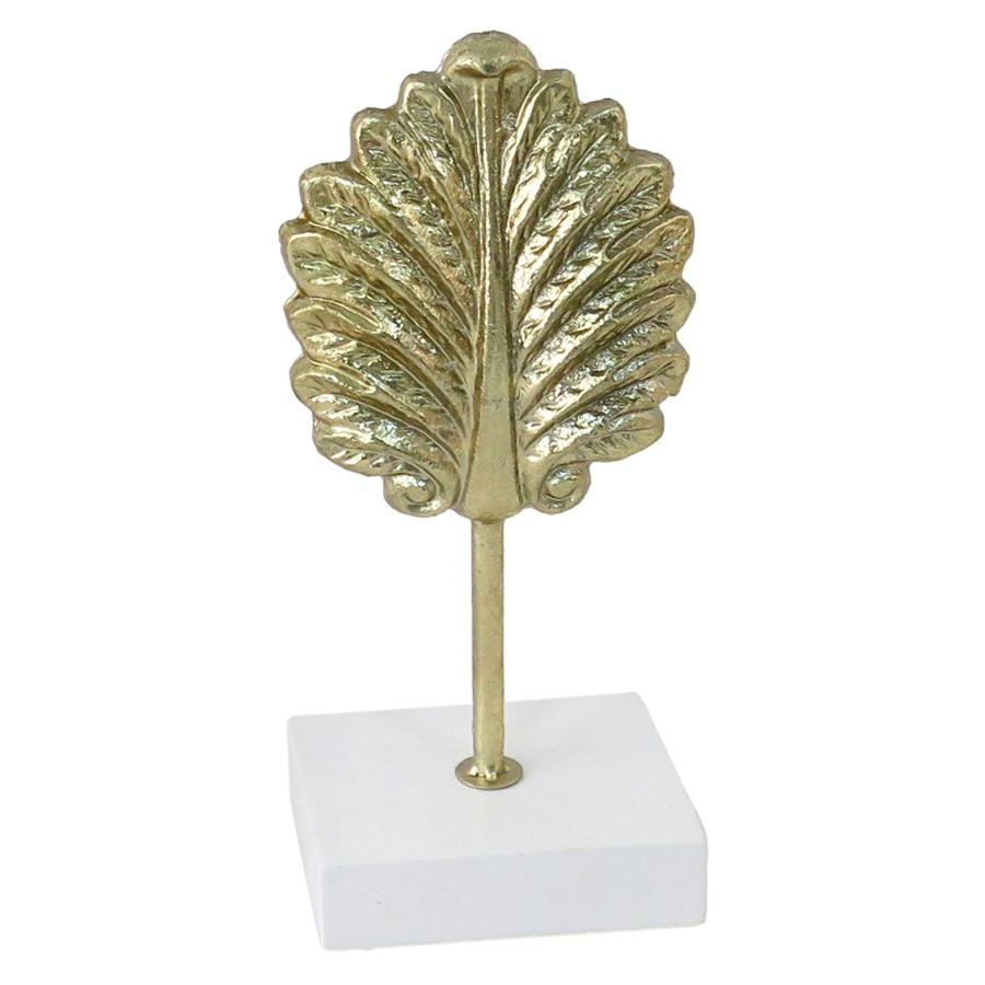 Home Accents * | Bargain Sale Gold Metal Leaf Figurine, 9