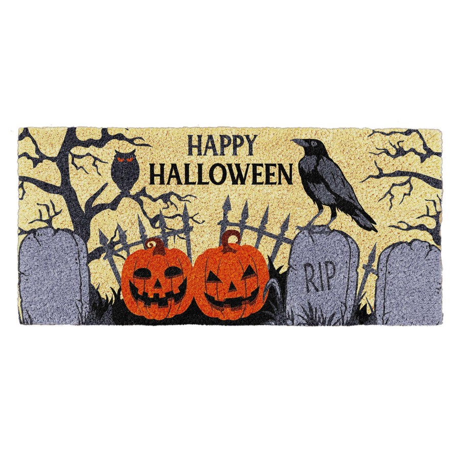 Rugs & Curtains * | Closeout Sale Happy Halloween Graveyard Coir Mat, 18 30