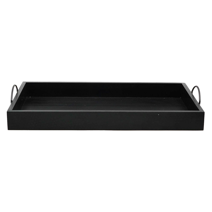 Home Accents * | Closeout Sale Black Wooden Decorative Tray, 20 12