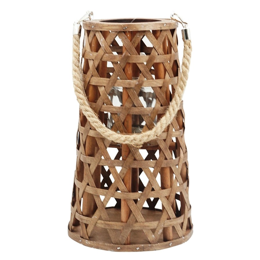 Home Accents * | Featured Brown Wood Cutout Lantern With Rope Handle, 12