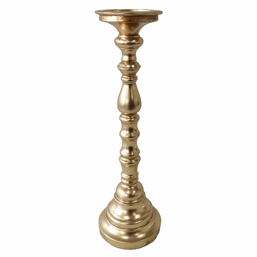 Home Accents * | Exclusive Design Gold Foiled Pillar Candle Holder, 12