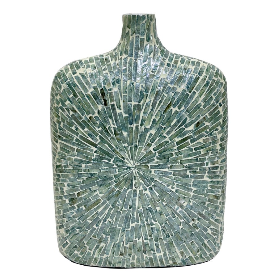 Home Accents * | Exclusive Design Ty Pennington Blue Capiz Mosaic Bottle Vase, 16 12