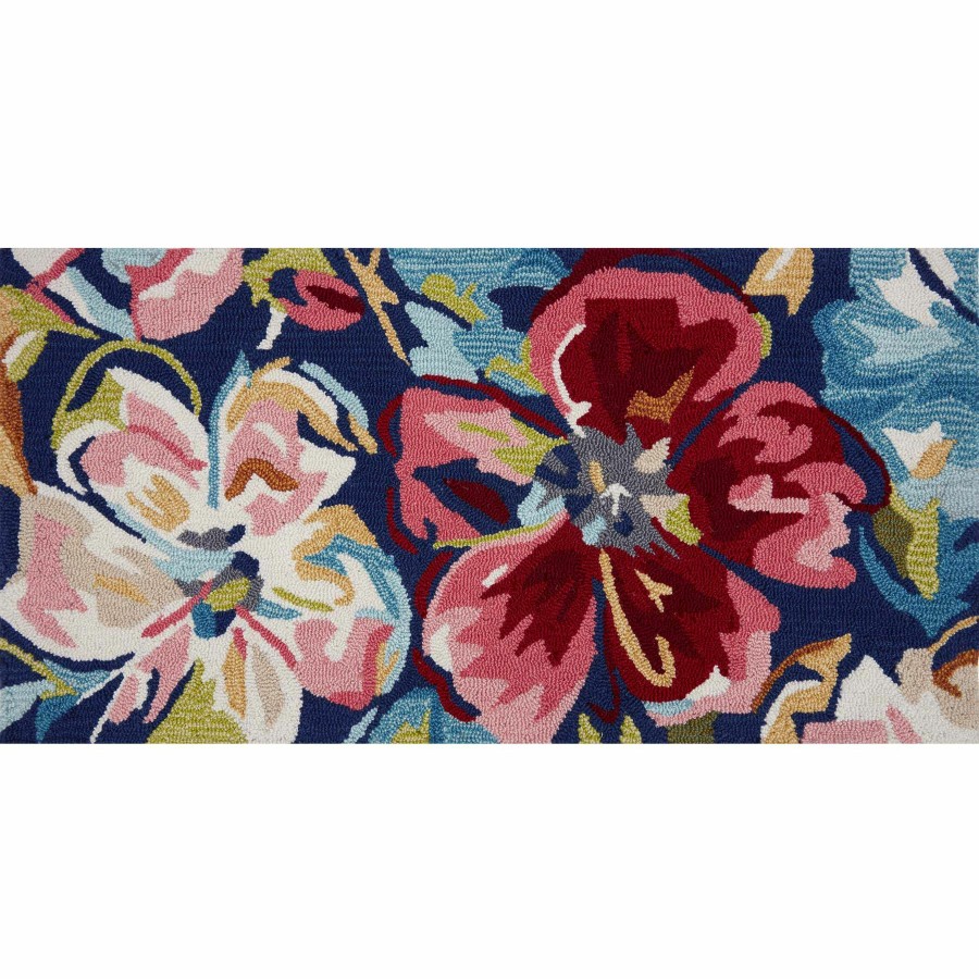 Rugs & Curtains * | Exclusive Verona Navy Floral Kitchen Mat, 20 40