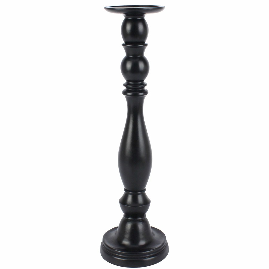 Home Accents * | Discount Sale Black Pillar Candle Holder, 16.5