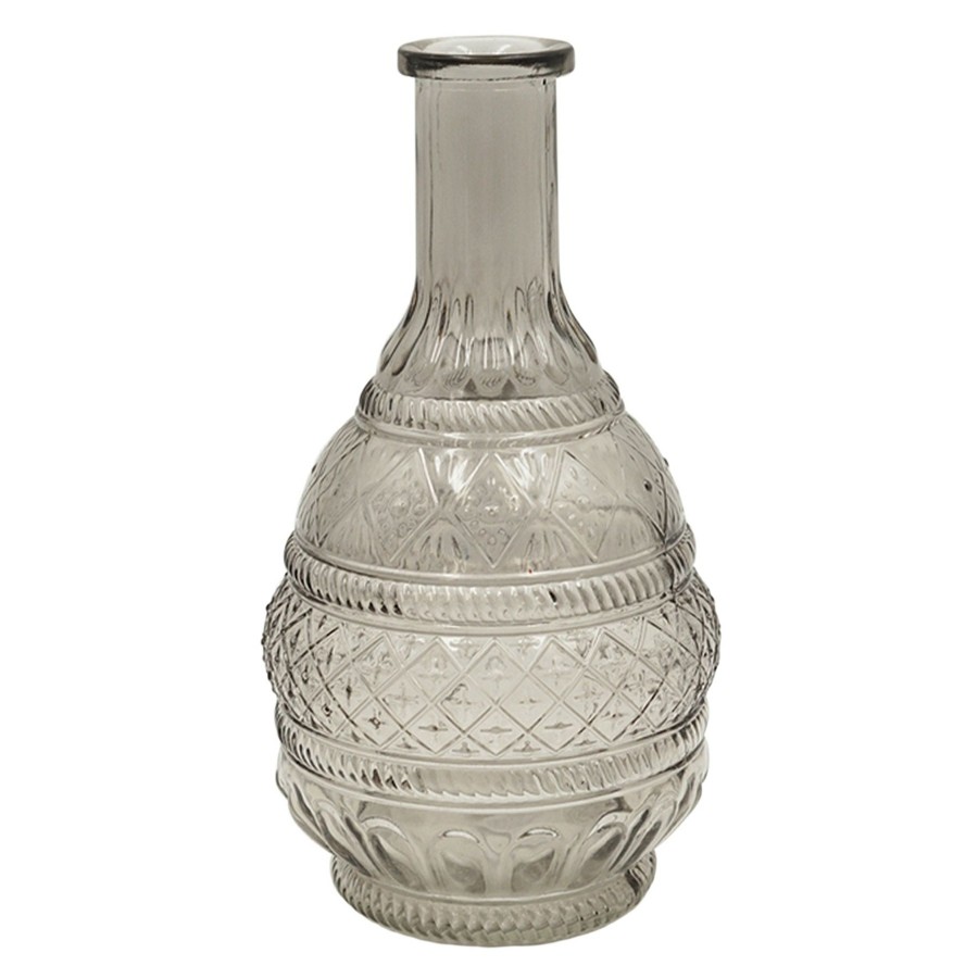 Home Accents * | Reliable Quality Grey Embossed Bud Glass Vase, 9