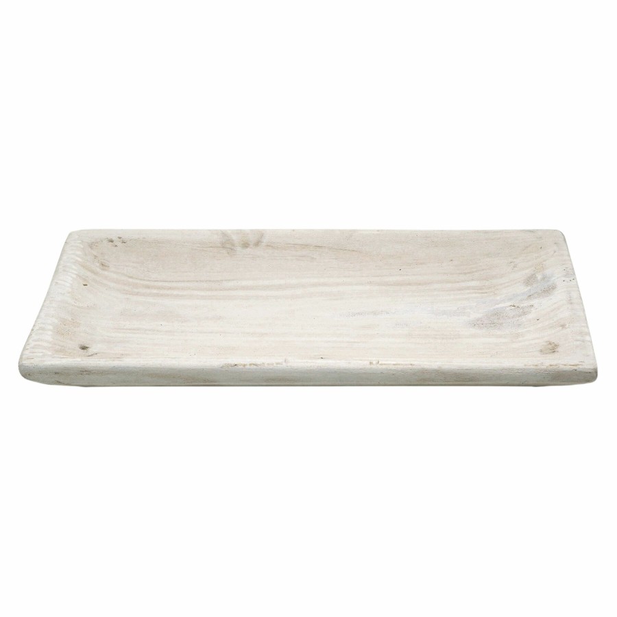 Home Accents * | Reliable Quality White Brush Wood Tray, 20 10