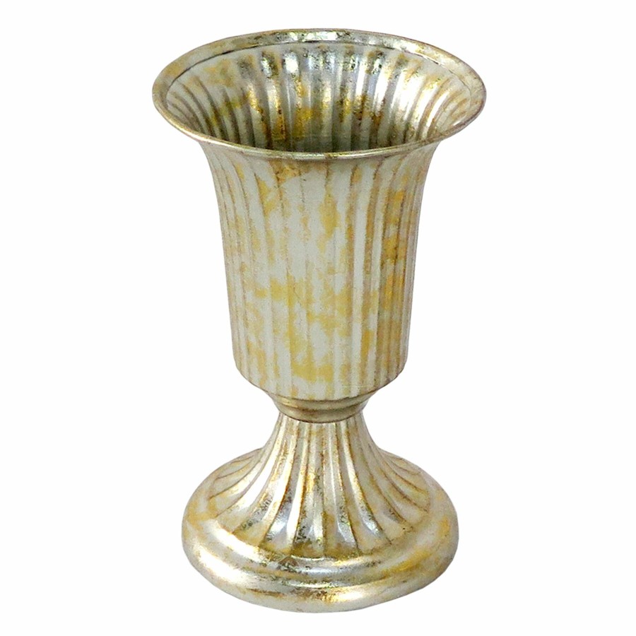 Home Accents * | Low Price Grace Mitchell White & Gold Metal Vase, 8