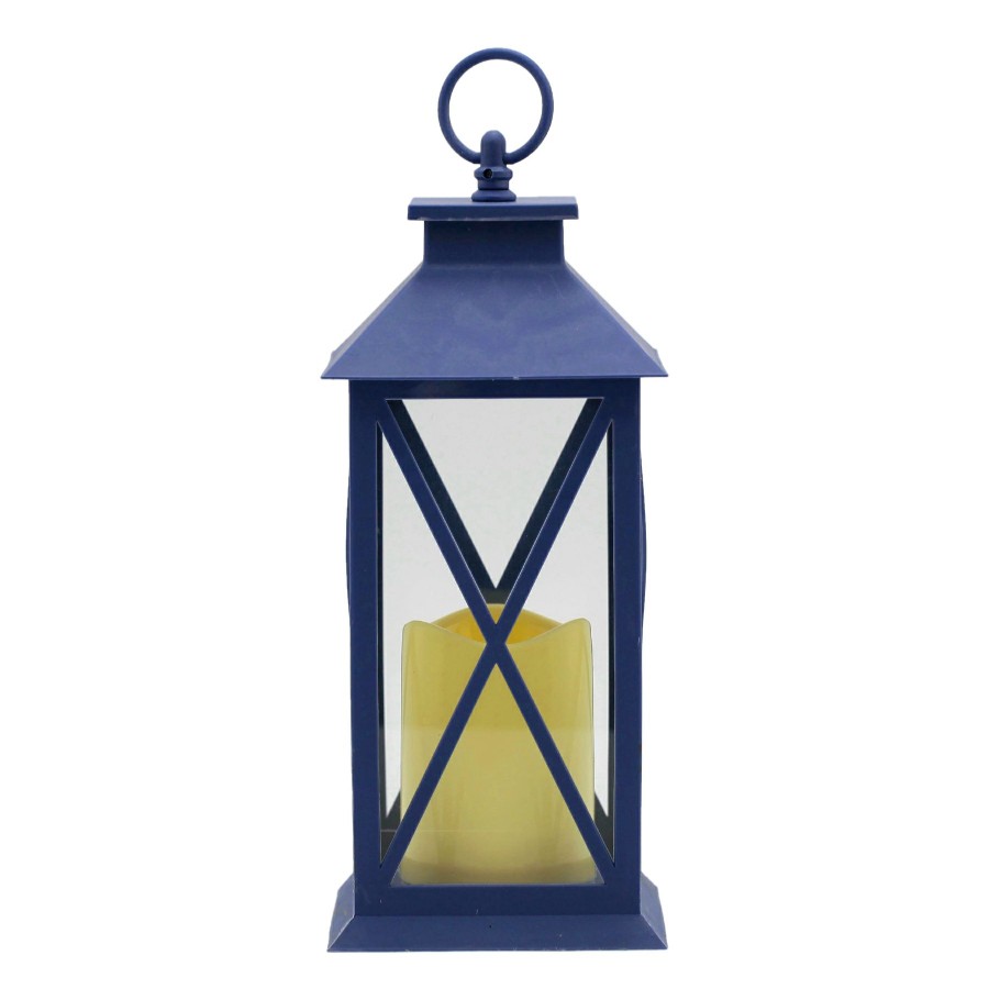 Home Accents * | Featured Navy Blue Led Lantern, 12