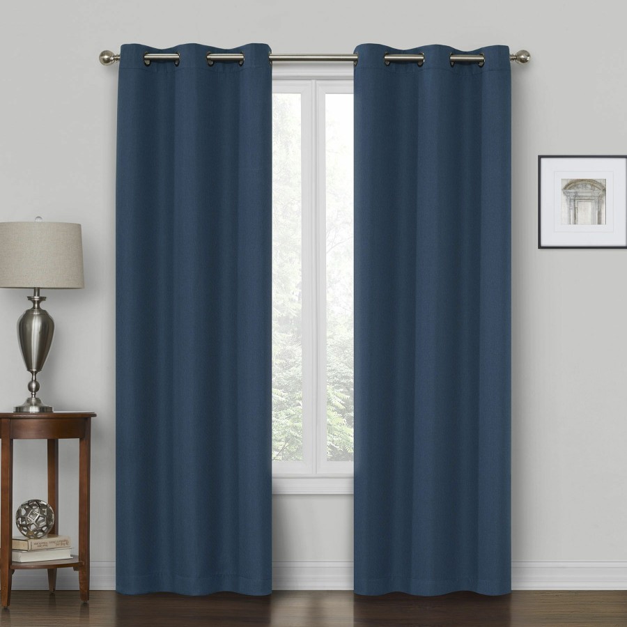 Rugs & Curtains * | Top Sellers Rockwell Navy Blackout Grommet Curtain Panel, 63