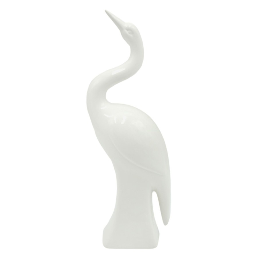 Home Accents * | Featured Tracey Boyd White Ceramic Crane Figurine, 12