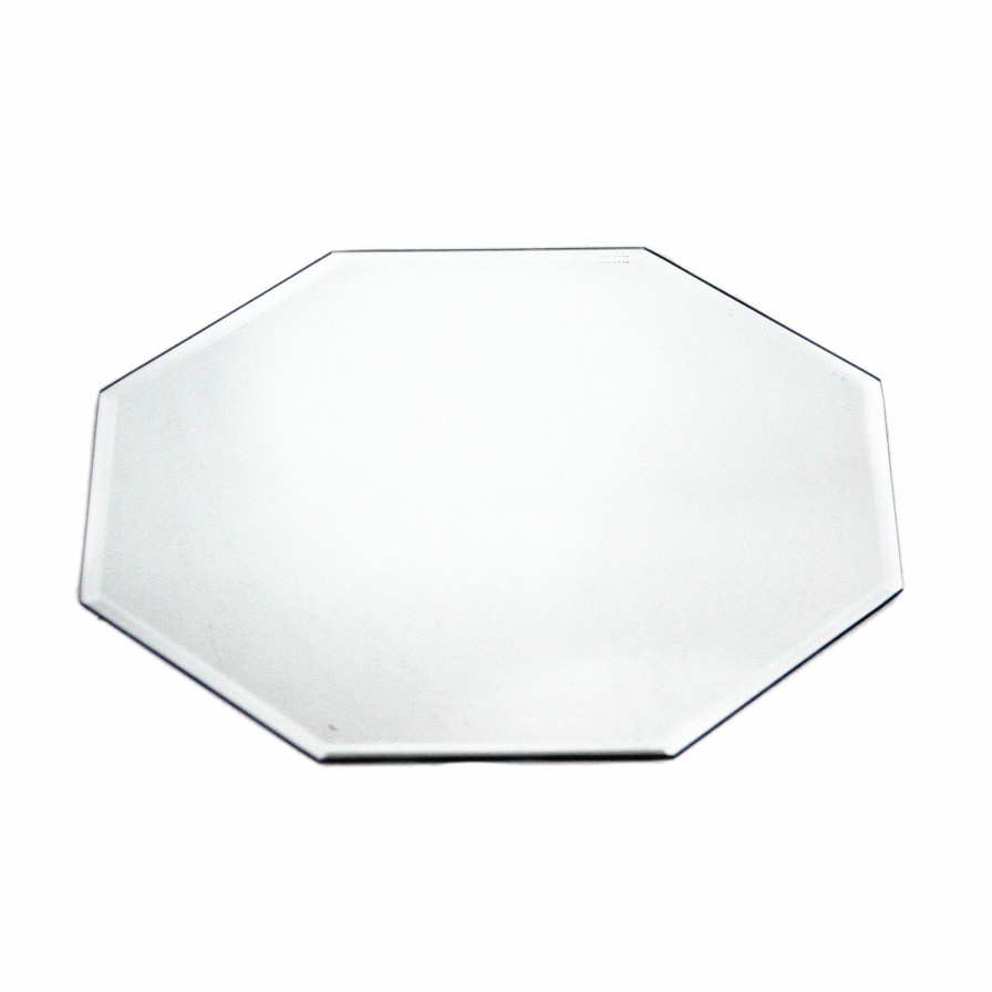 Home Accents * | Best Sellers Glass Octagon Beveled Edge Mirror Candle Plate, 14