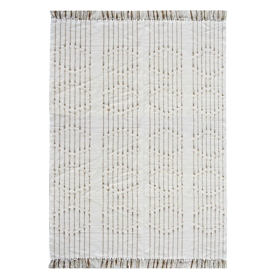 Rugs & Curtains * | Clearance Sale (D552) Honeybloom Flatweave Ivory & Beige Fringe Area Rug, 5 7