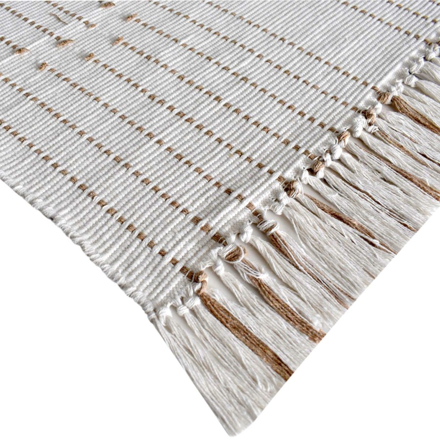 Rugs & Curtains * | Clearance Sale (D552) Honeybloom Flatweave Ivory & Beige Fringe Area Rug, 5 7