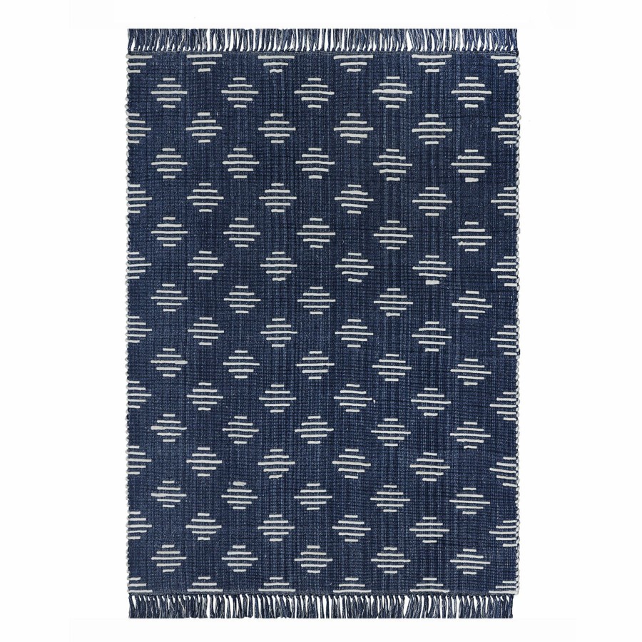 Rugs & Curtains * | Best Sellers (B727) Tracey Boyd Isla Indigo Flatweave Fringe Area Rug, 5 7