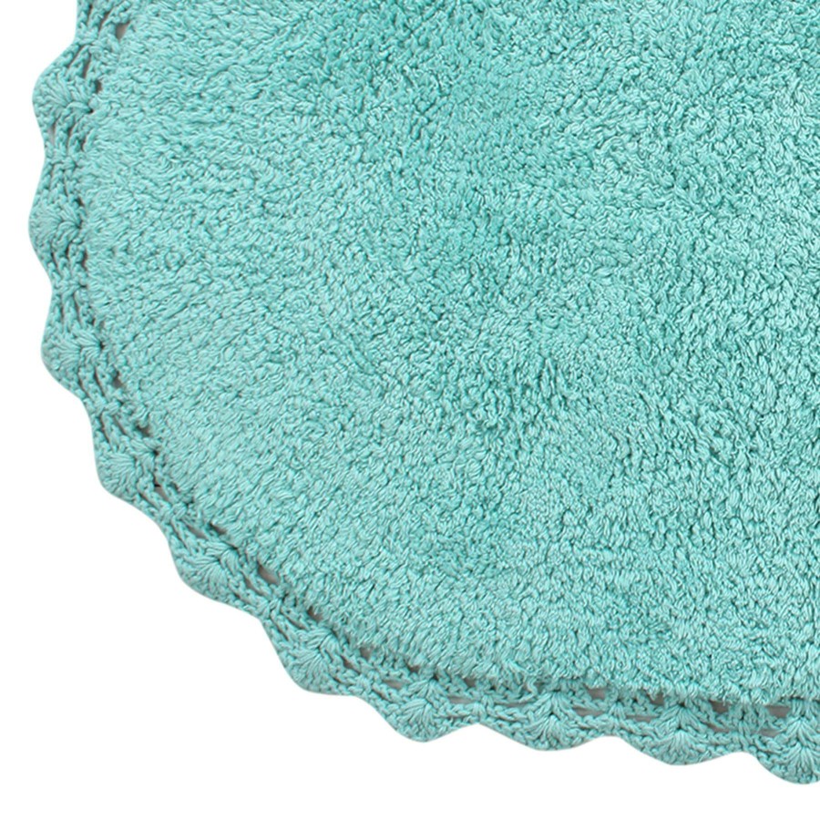 Rugs & Curtains * | Exclusive Aqua Crochet Edge Round Bath Rug, 21 34