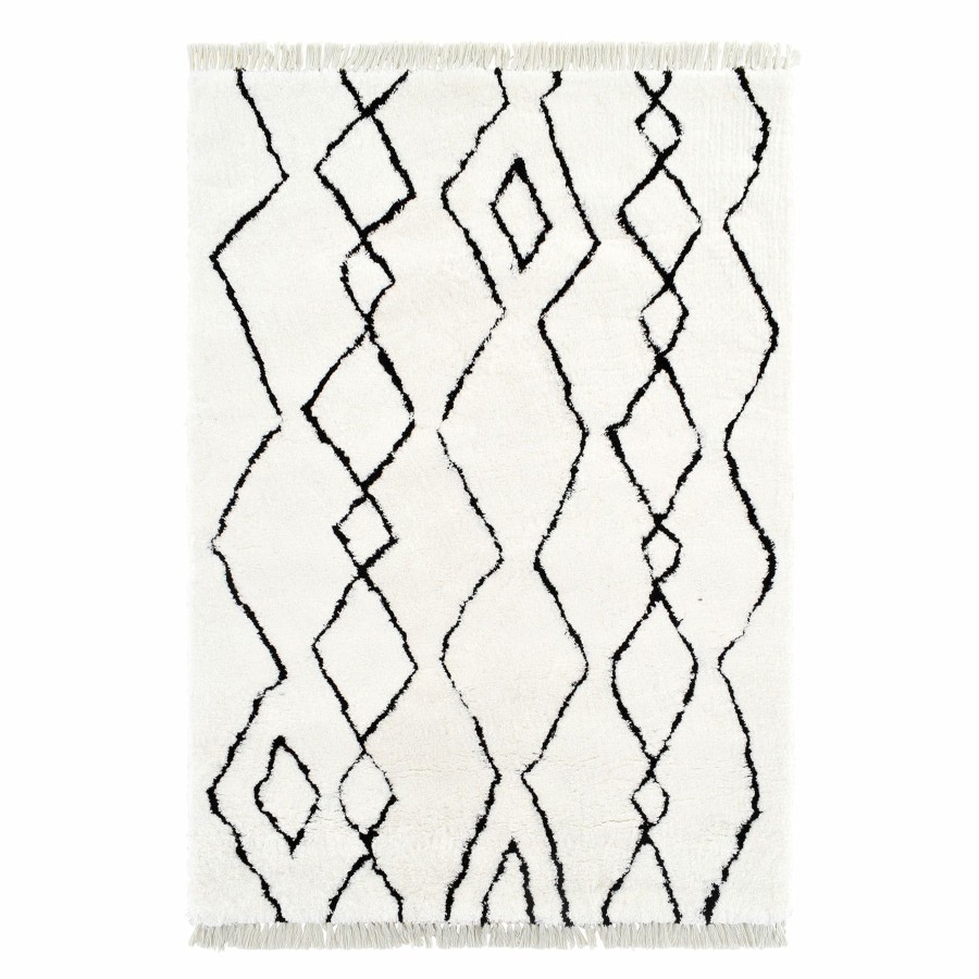 Rugs & Curtains * | Closeout Sale (C183) Imperial White Patterned Area Rug With Tassels, 8 10