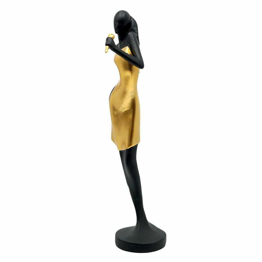 Home Accents * | Low Price Matte Black & Gold Singer, 14.5