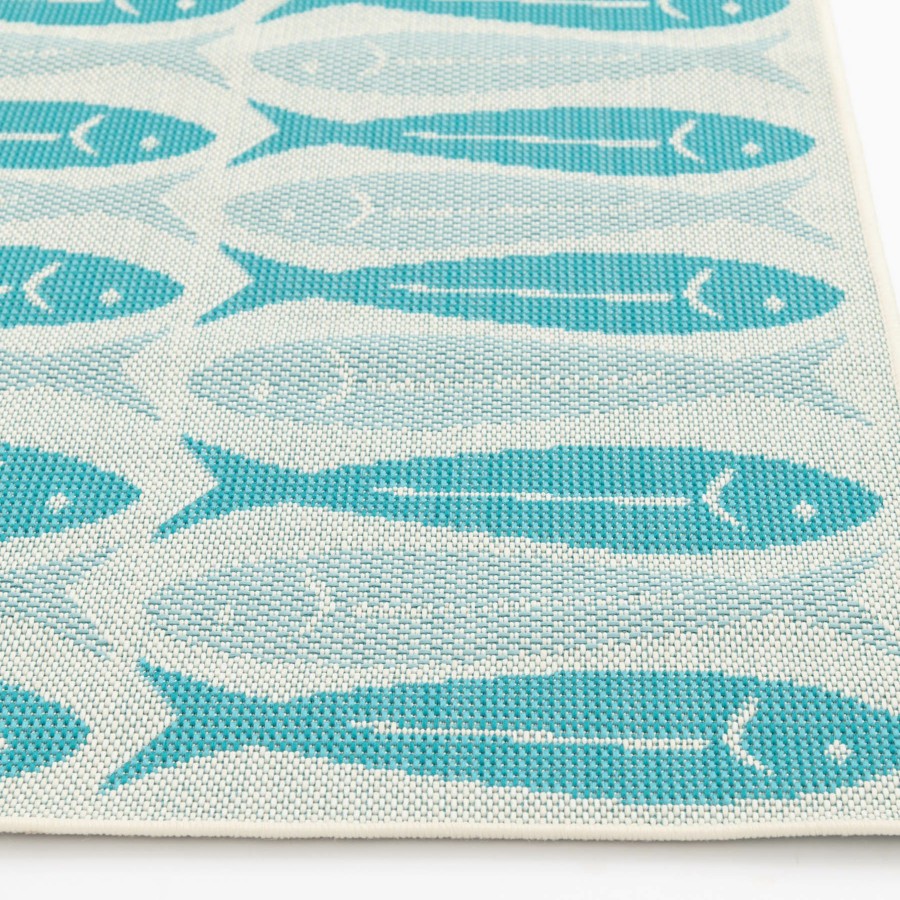 Rugs & Curtains * | Closeout Sale (E339) Ty Pennington Clyde Aqua Fish Indoor & Outdoor Area Rug, 5 7