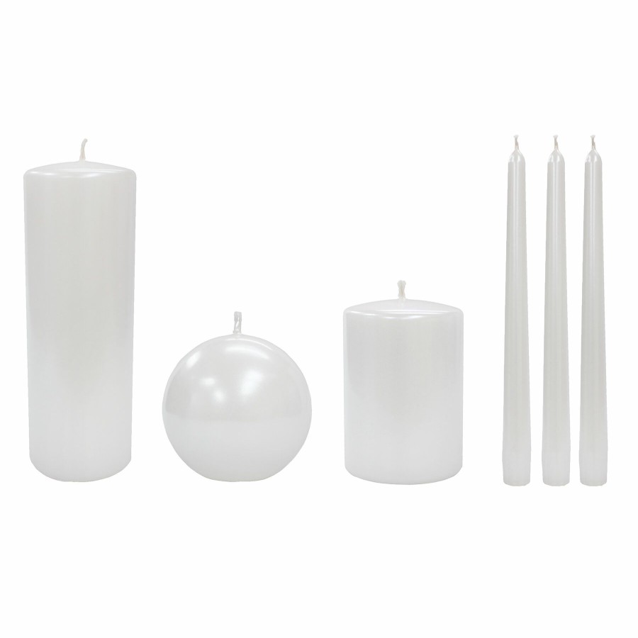 Candles & Home Fragrance * | Flash Sale 6-Pack Metallic White Unscented Overdip Candles