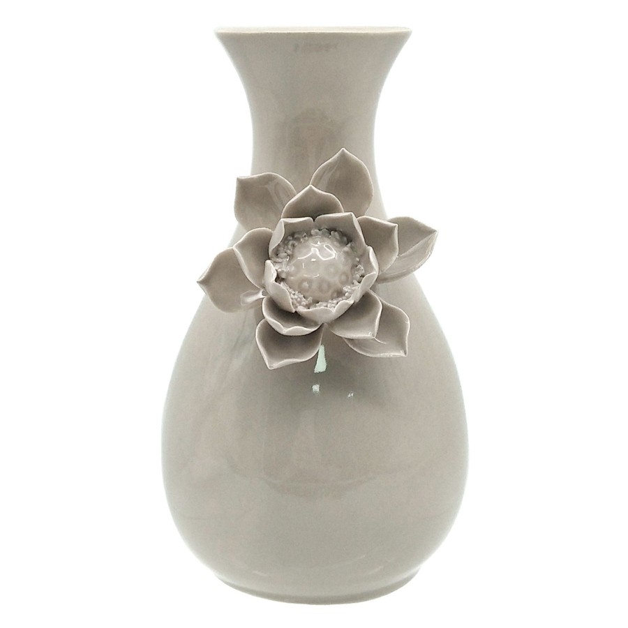 Home Accents * | Attractive Grace Mitchell Grey Bud Ceramic Vase With Flower, 6.5