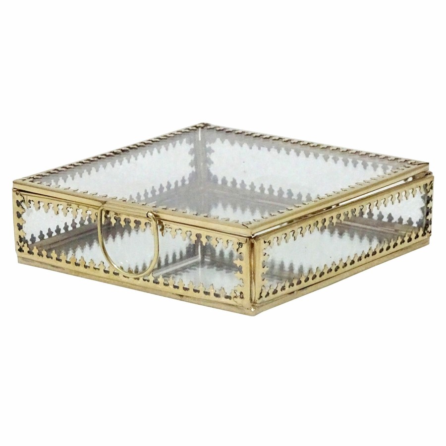 Home Accents * | Outlet Sale Glass Box Decor With Gold Heirloom Rim, 5