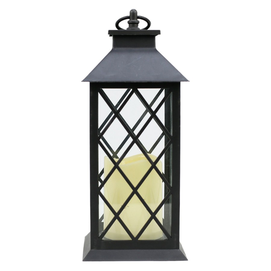 Home Accents * | Sale Black Led Lantern With 6 Hour Timer, 12