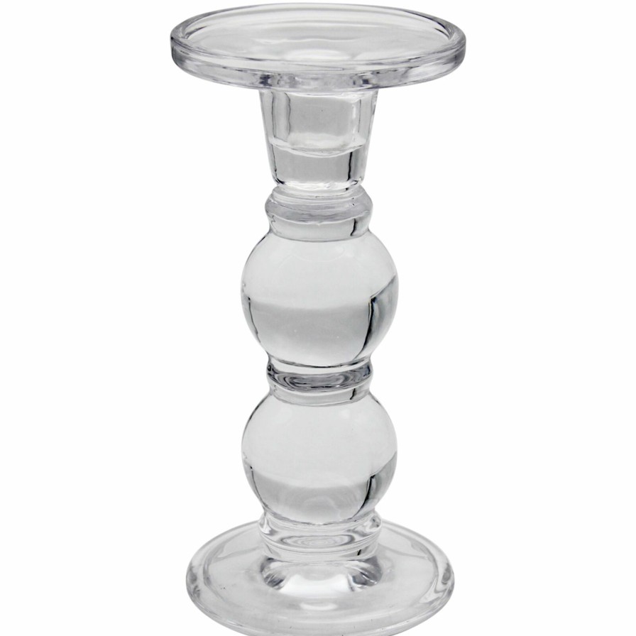 Home Accents * | Sale Clear Dual Purpose Pillar & Taper Candle Holder, 7