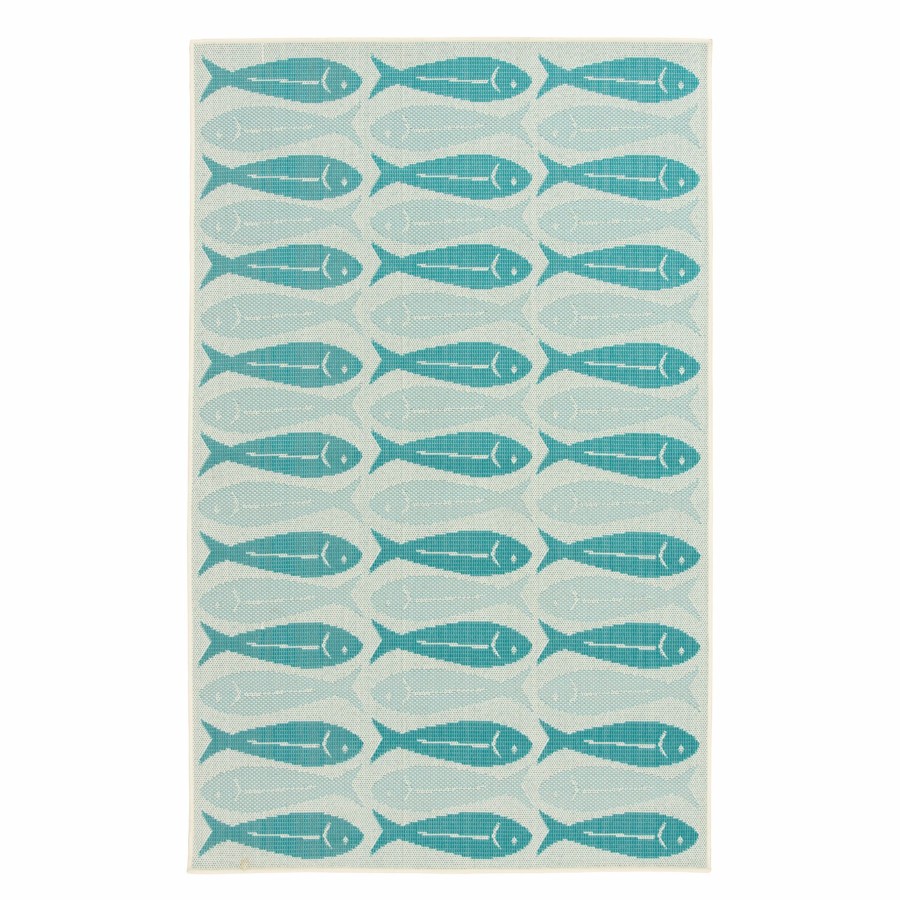 Rugs & Curtains * | Exclusive (E339) Ty Pennington Clyde Aqua Fish Indoor & Outdoor Accent Rug, 2 4