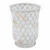 Home Accents * | Featured White Gold Mosaic Hurricane Candle Holder, 6