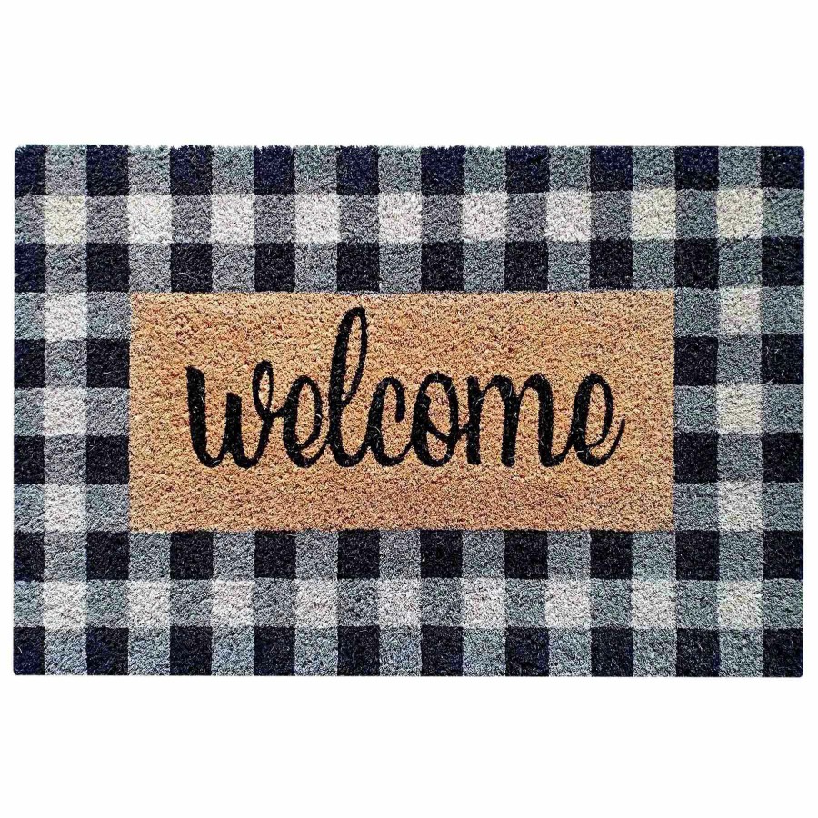 Rugs & Curtains * | Discount Sale Honeybloom Buffalo Check Plaid Coir Welcome Mat, 18 30