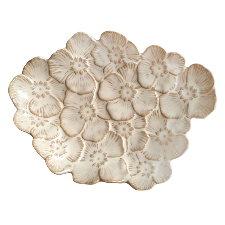 Home Accents * | Flash Sale Tracey Boyd White Floral Trinket Tray, 9