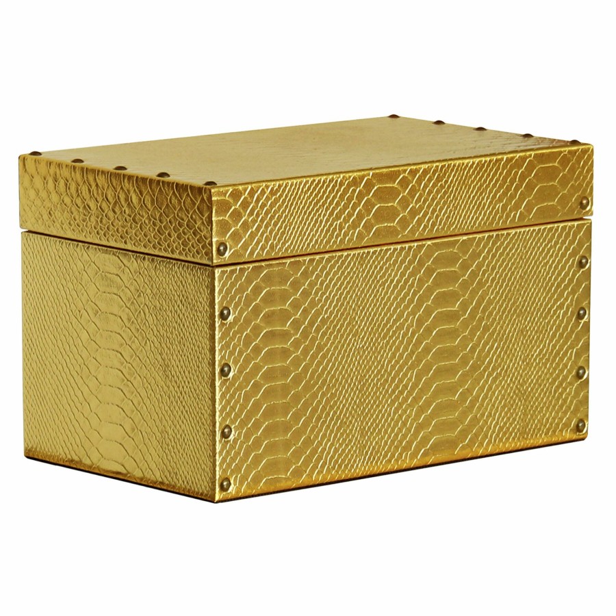 Home Accents * | Closeout Sale Gold Faux Leather Box, 11 7