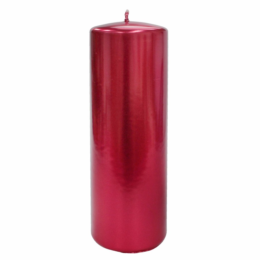 Candles & Home Fragrance * | Original Metallic Red Unscented Pillar Candle, 8