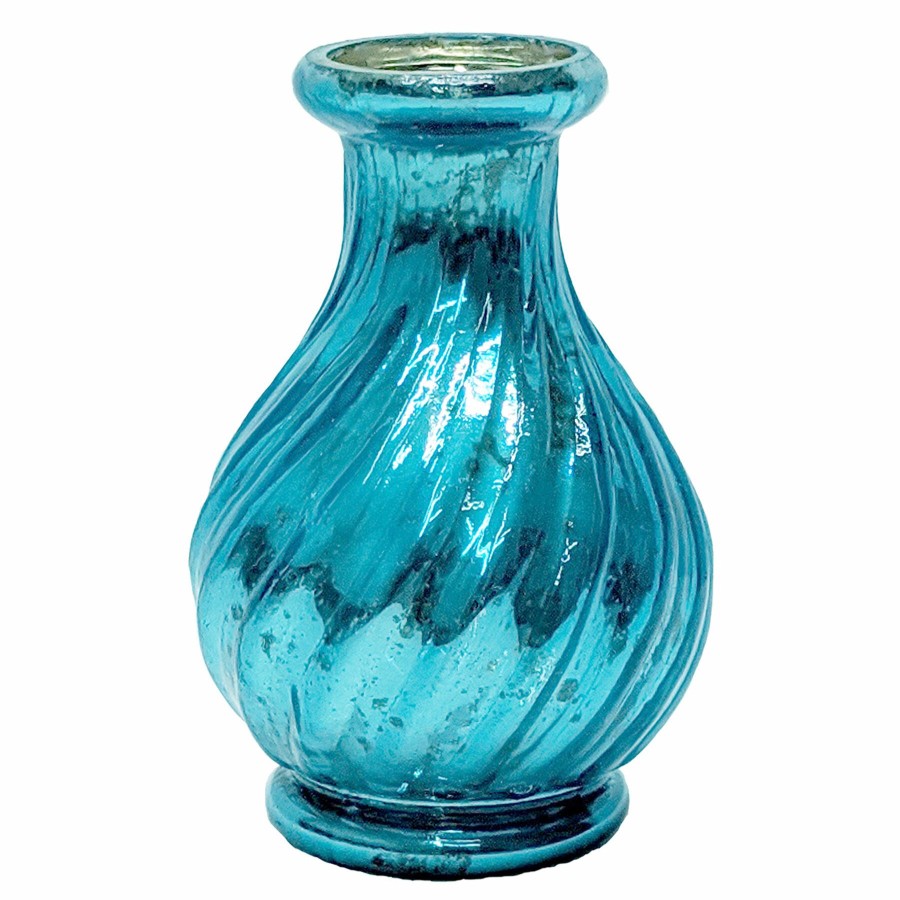 Home Accents * | Clearance Sale Teal Swirl Bud Glass Vase, 4