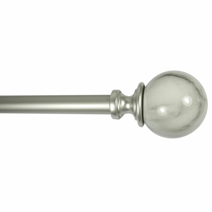 Rugs & Curtains * | Exclusive Romeo Mable Finish Ball 48 -84 Adjustable 3/4 Diameter Curtain Rod, Nickel Finish