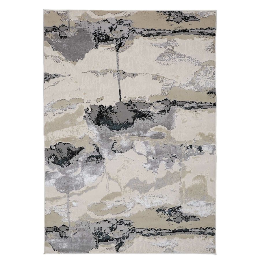 Rugs & Curtains * | Attractive (B757) Miramar Ivory Abstract Area Rug, 5 7