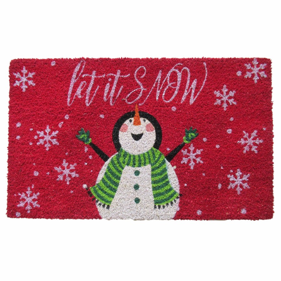 Rugs & Curtains * | Clearance Sale Red Let It Snow Coir Mat, 18 30