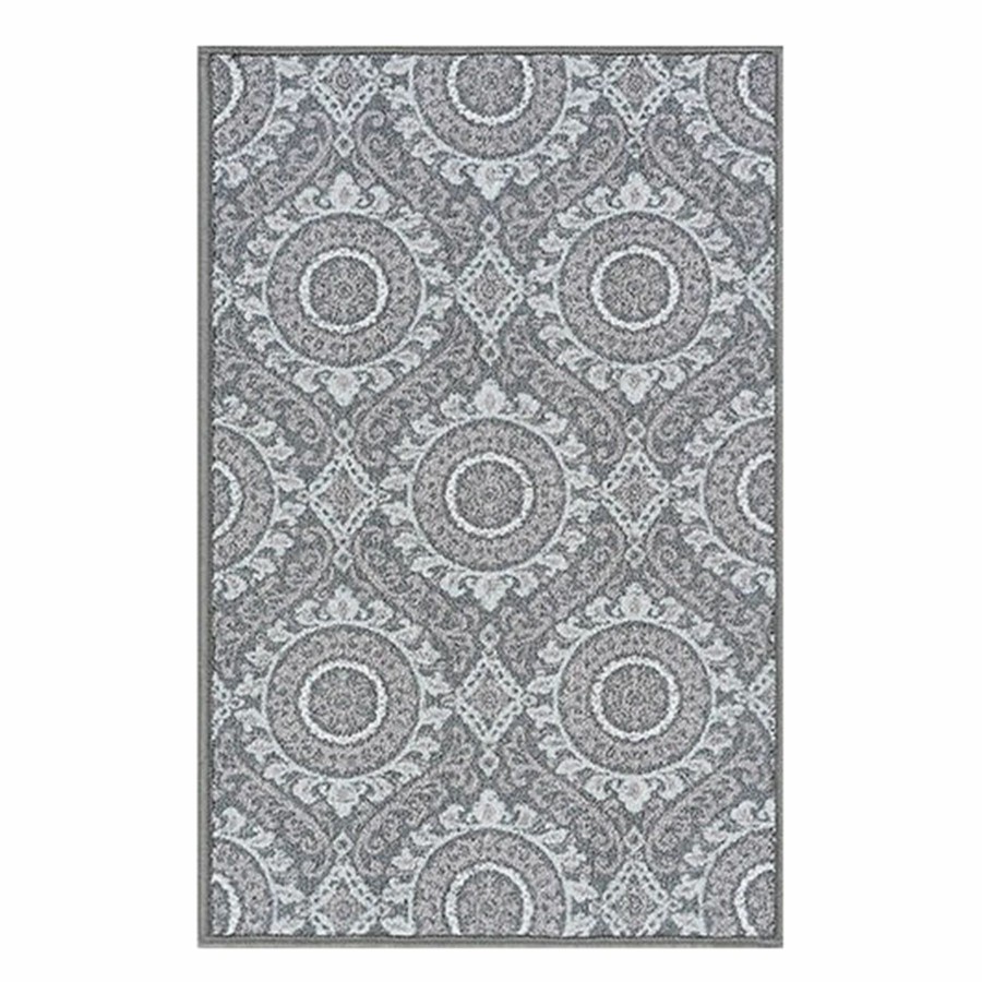 Rugs & Curtains * | Discount Sale (D375) Grey Medallion & Geometric Patterned Accent Rug, 3 4