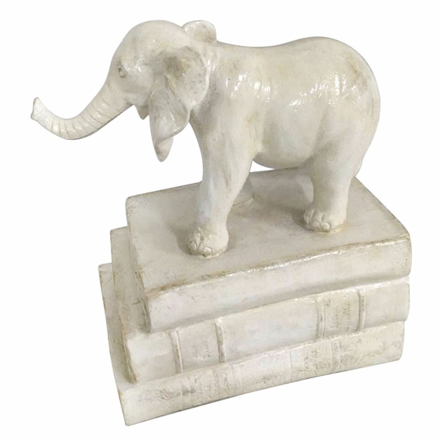 Home Accents * | Best Sellers Grace Mitchell Elephant On Stacked Books Bookend, 10