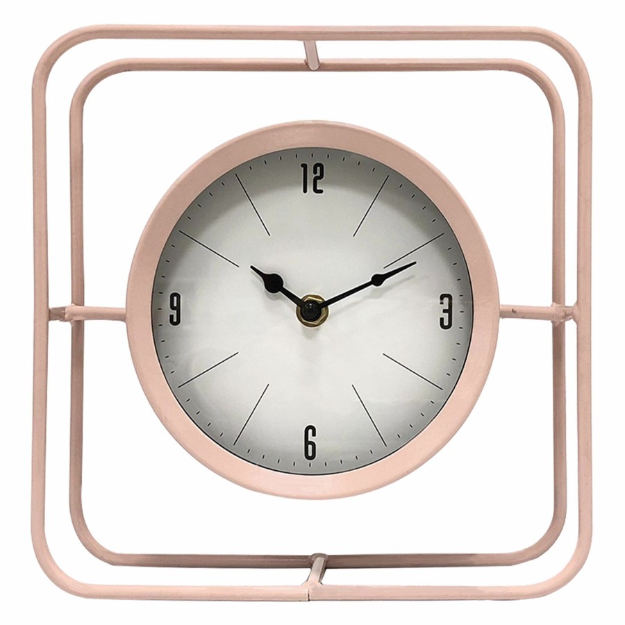 Home Accents * | Bargain Sale 8X8 Metal Pink Square Clock