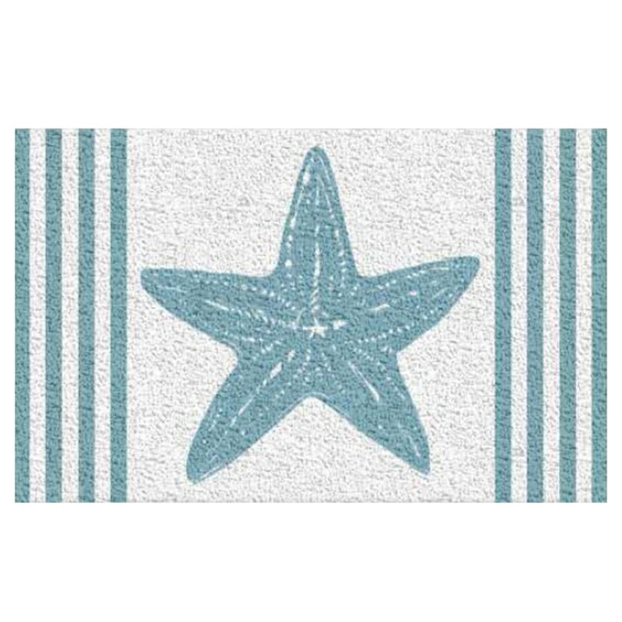 Rugs & Curtains * | Exclusive Ty Pennington Starfish Light Blue & White Coir Mat, 18 30