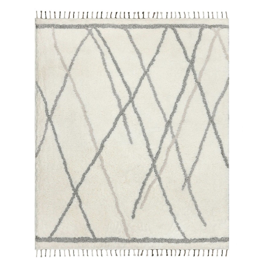 Rugs & Curtains * | Exquisite Gifts (C175) Theo Neutral Shag Area Rug With Tassels, 8 10