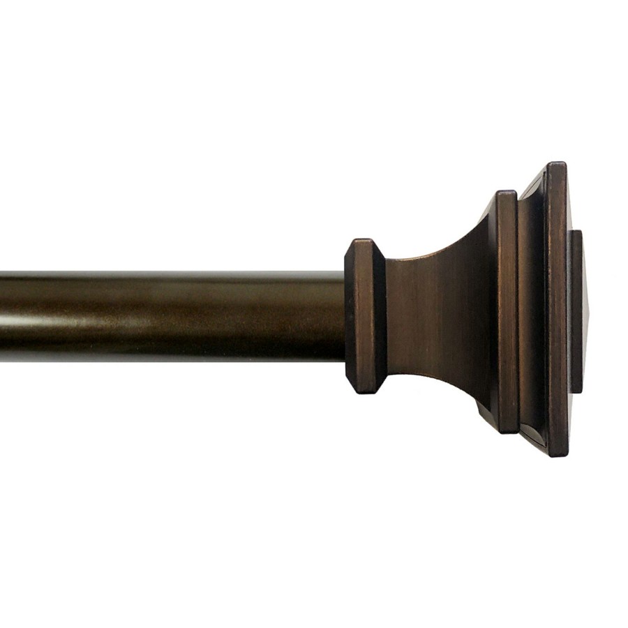 Rugs & Curtains * | Top Sellers Mitchell Square 72 -120 Adjustable 1 Diameter Curtain Rod, Bronze Finish