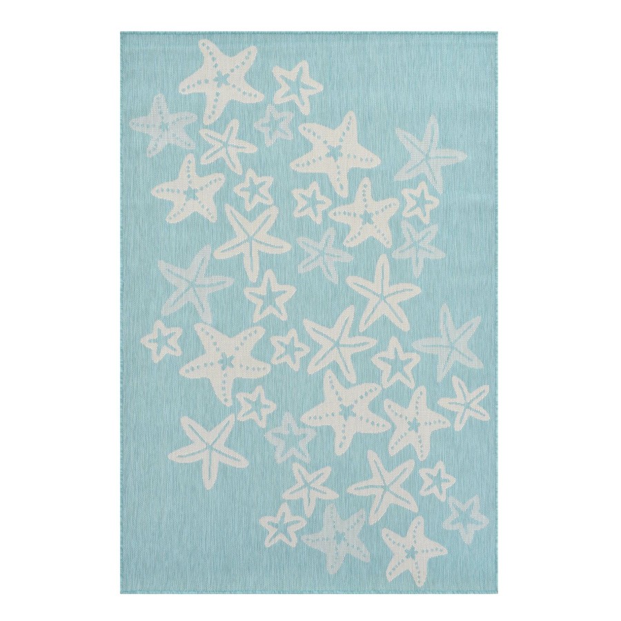 Rugs & Curtains * | Exclusive (E333) Terrace Turquoise Starfish Outdoor Area Rug, 5 7